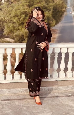 BALOCHI EMBROIDERY 2PCS - BLACK