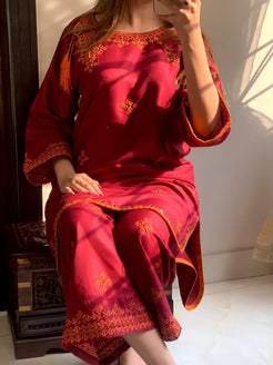 BALOCHI EMBROIDERY 2PCS - MAROON