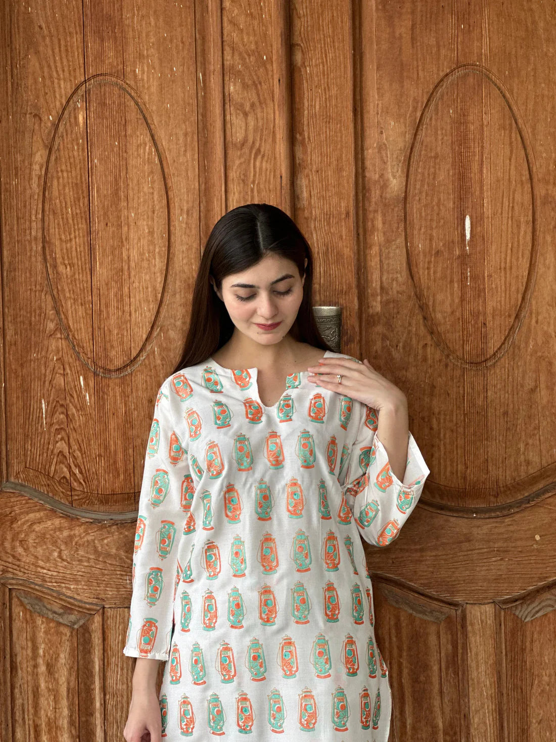 LAL - TIAN PRINTED 2PCS STITCHED White