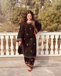 BALOCHI EMBROIDERY 2PCS - BLACK