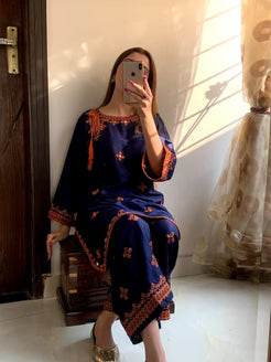 BALOCHI EMBROIDERY 2PCS N-BLUE