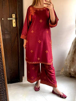 BALOCHI EMBROIDERY 2PCS - MAROON