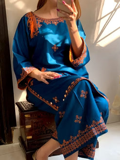 BALOCHI EMBROIDERY 2PCS - SKY