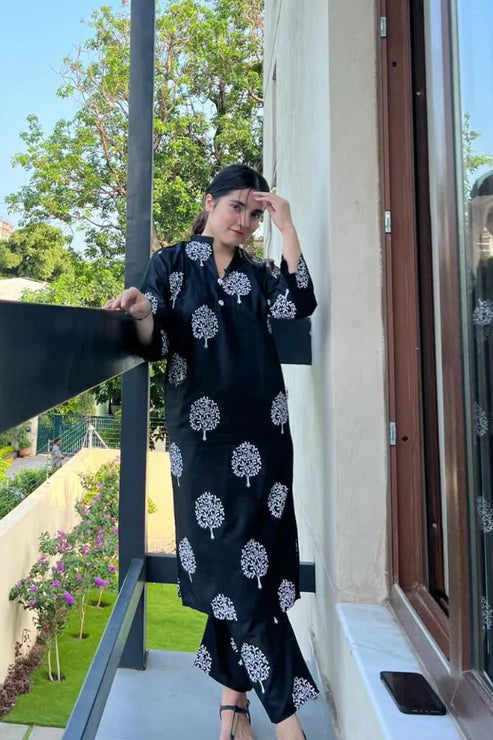 Elmora PRINTED 2PCS STITCHED Black