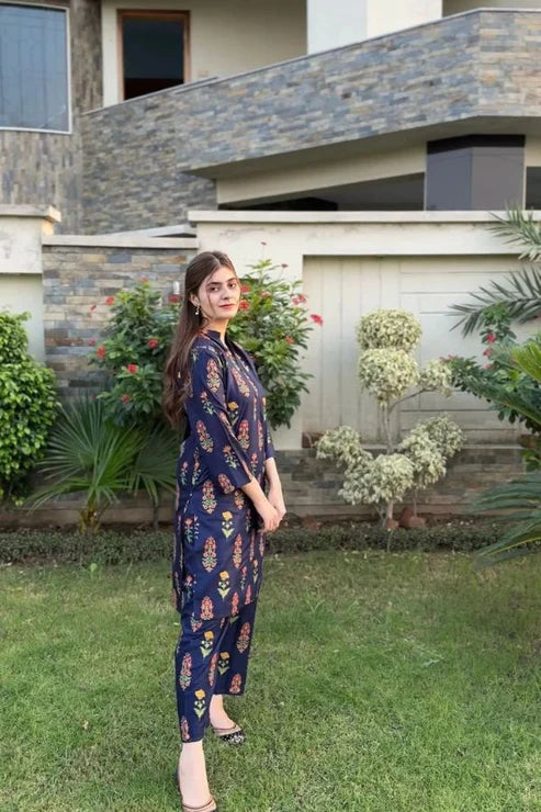 FLORA FLOWER PRINT 2PCS STITCHED