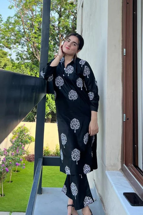 Elmora PRINTED 2PCS STITCHED Black