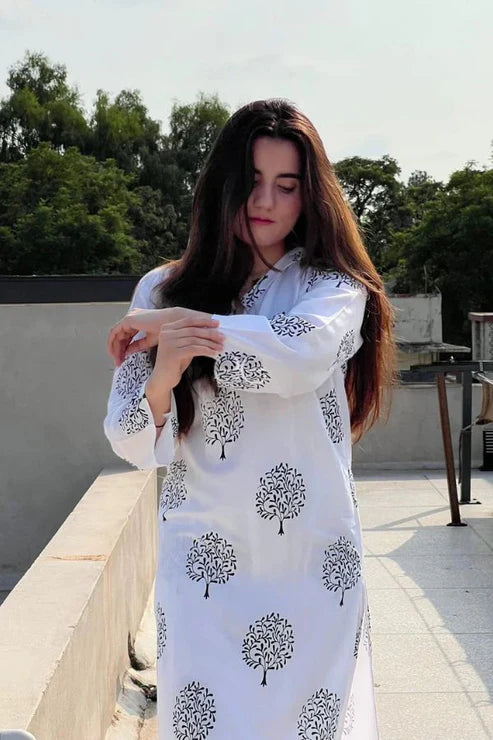 Elmora PRINTED 2PCS STITCHED White
